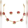 Antique Floral Short Necklace Set with Earrings - view 3
