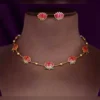 Antique Floral Short Necklace Set with Earrings - view 4