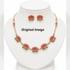 Antique Floral Short Necklace Set with Earrings - view 5
