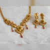Antique Peacock Gold Floral Necklace Set with Earrings - view 4