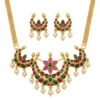 Antique Temple Short Gold Necklace Set - view 2