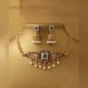Classic Gold Tone Necklace Set with Matching Earrings - view 2