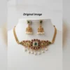 Classic Gold Tone Necklace Set with Matching Earrings - view 4