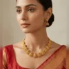 Elegant Gold Pendant Necklace Set with Earrings - view 2