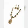 Elegant Green Stone Necklace Set with Crystal Pendant - view 3