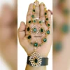 Elegant Green Stone Necklace Set with Crystal Pendant - view 5