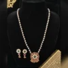 Elegant Pearl Layered Necklace Set with Earrings - view 2