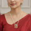 Elegant Pearl Layered Necklace Set with Earrings - view 3