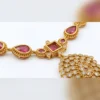 Elegant Pink Stone Necklace Set with Crystal Pendant - view 3