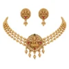 Elegant Ruby Stone Necklace Set with Matching Earrings - view 2