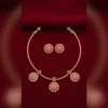 Elegant Short Gold Necklace Set with Small Earrings