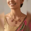 Elegant Short Gold Necklace Set with Small Earrings - view 2