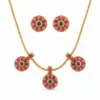 Elegant Short Gold Necklace Set with Small Earrings - view 3
