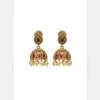 Emerald Ruby Jhumka Pearl Drop Earrings - view 2