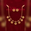 Gold Layered Short Necklace Set with Jhumka Earrings
