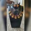 Gold Layered Short Necklace Set with Jhumka Earrings - view 4