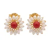 Gold Peacock Jhumka Earrings with Pearl Drop - view 2