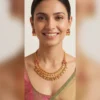Gold Plated Bridal Necklace Set with Jhumka Earrings - view 3