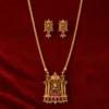 Gold Plated Temple Short Chain Set with Stud Earrings