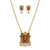 Gold Plated Temple Short Chain Set with Stud Earrings - view 3