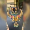 Grand Bridal Necklace Set with Heavy Jhumka Earrings - view 4