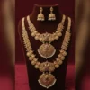 Grand Temple Necklace Set with Heavy Jhumka Earrings