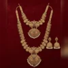 Grand Temple Necklace Set with Heavy Jhumka Earrings - view 2