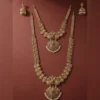 Grand Temple Necklace Set with Heavy Jhumka Earrings - view 3