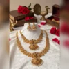 Grand Temple Necklace Set with Heavy Jhumka Earrings - view 5