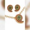 Green Stone Traditional Necklace Set with Earrings - view 3