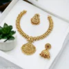 Lakshmi Antique Temple Necklace Set with Jhumka Earrings - view 2