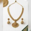 Lakshmi Antique Temple Necklace Set with Jhumka Earrings - view 3