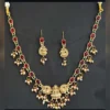 Lakshmi Temple Peacock Ruby Necklace Set - view 2