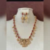 Lakshmi Temple Peacock Ruby Necklace Set - view 3