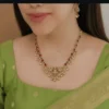 Lakshmi Temple Peacock Ruby Necklace Set - view 4