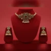 Light Weight Gold Necklace Set with Small Jhumka Earrings - view 3