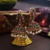 Light Weight Gold Necklace Set with Small Jhumka Earrings - view 6