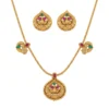 Lightweight Gold Floral Necklace Set with Earrings - view 2