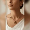 Lightweight Gold Floral Necklace Set with Earrings - view 3