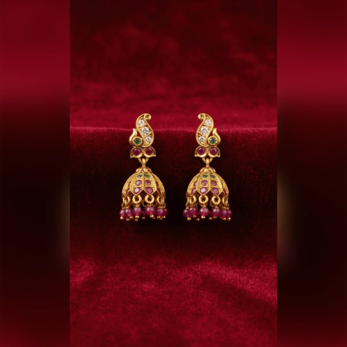 Multicolor Cz Jhumka Drop Earrings