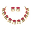 Pearl Drop Short Necklace Set with Earrings - view 2