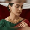 Royal Bridal Gold Necklace Set with Matching Earrings - view 2