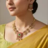 Royal White Floral Pearl Drop Necklace Set - view 3