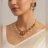 Royal White Floral Pearl Drop Necklace Set - view 4