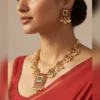 Royal White Floral Pearl Drop Necklace Set - view 5