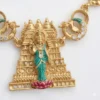 Stone Studded Gold Choker Necklace Set with Earrings - view 3