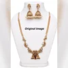 Stone Studded Gold Choker Necklace Set with Earrings - view 4