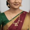 Stone Studded Gold Choker Necklace Set with Earrings - view 5