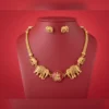 Temple Elephant Motif Gold Tone Necklace Set with Earrings - view 2