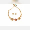 Temple Elephant Motif Gold Tone Necklace Set with Earrings - view 3